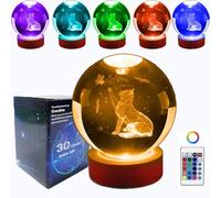 Yevheniy Luz de galaxia, 3.15 pulgadas, sistema solar 3D, bola de cristal, luz nocturna, 16 colores cambiantes, lámpara espacial con control remoto, base de madera LED, regalos de astronomía para
