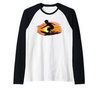 YEW! Surfer Beach Boy Puesta de Sol Camiseta Manga Raglan