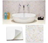 Yew & Tulip Azulejo de nácar para despegar y pegar, mosaico autoadhesivo de nácar natural de 12 x 12 pulgadas para salpicaduras de cocina, decoración del hogar (blanco natural, 5 hojas/caja, 5 pies