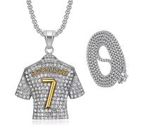 YEWCEP 1 pieza número 7 maillot jersey, colgante de camiseta de diamante, collar fútbol, cadena para hombre y niño, regalo cumpleaños niños