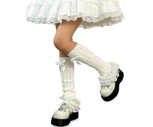 YEWCEP Calentadores para mujer, calentadores blancos para mujer, calentadores de piernas Y2k, Lolita Dress, calentadores de piernas Y2k adecuados para niñas, calentadores de piernas adecuados para