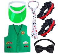 Yewong Juego de chaleco de concesionario de casino, viseras, sombrero, pajarita, corbata de carta, brazalete para juego de cumpleaños de Las Vegas, suministros para fiestas nocturnas