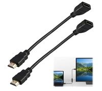 Yewseas 2 Piezas Cable Alargador HDMI, Cable HDMI Macho Hembra, 4K 60Hz, Extensor Macho a Hembra 30 cm para TV Stick, Consolas de Juegos y Dispositivos HD, Fácil de Usar y Conectar, Negro