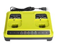 YEX-BUR 2 puertos P117 Dual Chemistry 18 V ONE+ Cargador de batería para Ryobi 6A Cargador rápido P117 P118 Compatible con Ryobi 18V 14,4V 12V Lithium NiCd NiMH batería P100 P101 P102 P103 P105 P107
