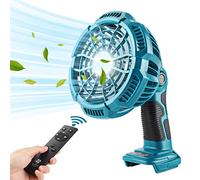 YEX-BUR Ventilador de mano con lámparas para Makita Batería de iones de litio de 18 V Ventilador USB de escritorio silencioso recargable con batería con temporizador remoto 4H, flujo de aire fuerte