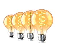 Yexati Bombilla Vintage LED E27 G80, 4W Equivalente a 40W, 2700K Luz Cálida, Lampara Decorativa de Filamento Antiguo, No Regulable, Pack de 4