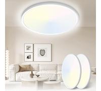 Yexati Pack 2x Plafon LED Techo 24W 3200LM, IP54 Lampara Techo 6000K/4000K/3000K Delgada Plafón Luz Led Redondo Lámpara Panel para Baño Dormitorio Cocina Salon Comedor Pasillo Ø300*25mm