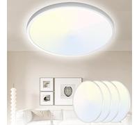 Yexati Pack 4x Plafon LED Techo 20W 2000LM, IP54 Lampara Techo 6000K/4000K/3000K Delgada Plafón Luz Led Redondo Lámpara Panel para Baño Dormitorio Cocina Salon Comedor Pasillo Ø230*25mm