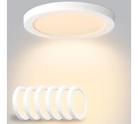 Yexati Plafon LED Techo 18W 1800LM, IP44 Lámpara Techo Delgada 3000K Blanco Calido, Lampara de Techo Redondo Plana Ø220mm Driver Incluido. para Dormitorio Baño Cocina Balcón Salon Pasillo 6 Pack