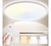 Yexati Plafon LED Techo Regulable, 24W 3200LM Delgada Lampara Techo con Mando a Distancia 3000K-6500K, IP54 Ø29.5cm Plafones Redondo Lámpara Panel para Dormitorio Cocina Salon Baño Comedor Pasillo