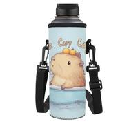 Yexignaon Kawaii Capybara - Bolsa protectora para botella de agua con correa, color azul cielo, para niños, antideslizante, para camping, senderismo, ciclismo