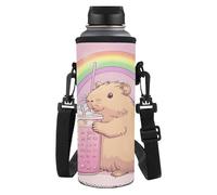 Yexignaon Soporte para botellas de agua para niños, con correa para el hombro, aislado, bolsa de soporte para botellas, Capybara Bubble Tea