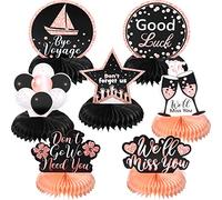 Yexiya 7 piezas de decoración de fiesta de despedida con texto en inglés "We Will Miss You", decoración de panal de abeja, centros de mesa de despedida en 3D, letrero de fiesta, para despedida