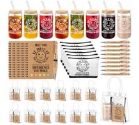 Yeyeplum 60 Pcs Employee Appreciation Gifts Bulk Inspirational Glass Cup Makeup Bag Bamboo Pen Motivational Notebook and Bag for Volunteer Lab Week Teachers Nurses Office Staff (Difference You Make)