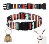 Yeyeplum Collar de cabra geométrico bohemio con campana de cobre de bronce pastoreo y collar floral de nailon ajustable, suministros de cabra para pastoreo de primavera, animales de granja, caballo,