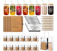 Yeyeplum - Juego de 60 kits de maquillaje inspiradores de vidrio para empleados, 12 bolígrafos, cuaderno y bolsa para Acción de Gracias, Navidad, personal de colegas (May You Be Proud)