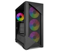 YEYIAN Chasis PC Caja Gamer Edge Mid-Tower, Compatible con ATX/M-ATX/ITX, Panel de Cristal Templado, 4 Ventiladores Incluidos RGB (3 Frontal y 1 Trasero), USB Tipo C, Color Negro