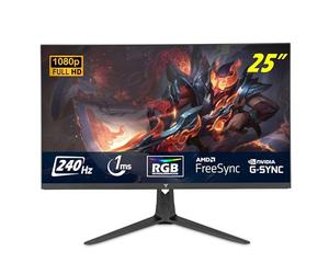 YEYIAN Monitor Plano Gaming Avance 25" FHD | 1920x1080 | Panel LED VA | Efectos RGB | View 178° | 3000:1 | 240 Hz | 16:9 | 16.7 Millones Colores | Respuesta 1 ms | VESA | DisplayPort 1.4 / HDMI(x2)