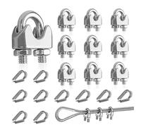 YEYIT 20 abrazaderas de cable M5 y guardacabos M5, pinzas de cable de alambre de 5 mm, pinzas de acero inoxidable, abrazaderas de cable M5, abrazadera de cable de alambre para cable de acero,