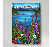 YEYUMEOZ 5D Diamond Painting Flor, MontañA Pintura de Diamante Adultos, DIY Cristal Diamante Painting, Kit de Arte de Mosaico, Ideal para Principiantes, Para Decoración De Hogar, Regalo PjY5745 D-O