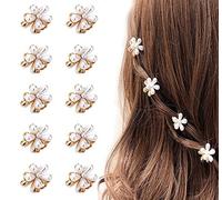 Yezhenzhen 10 pinzas pequeñas de garra de perlas con diseño de flores, clips artificiales para el cabello, accesorios decorativos para el cabello para mujeres y niñas