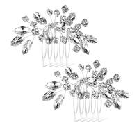 Yezhenzhen 2 peines para el pelo de novia, peines plateados con diamantes de imitación, accesorios de metal para el cabello de boda, para mujeres, niñas, novias para Navidad, fiestas, bailes, bailes