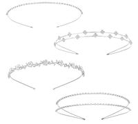 Yezhenzhen 4 diademas de diamantes de imitación para mujer, diadema de novia dorada, flores de cristal, hojas de niña, corona, tiara, accesorios para el cabello de boda (dorado)