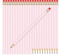 Yezhenzhen 48 lápices rosados redondos de madera 2 lápices HB con borrador rojo sin afilar, bonitos bolígrafos para dibujo escolar, bocetos, bodas, suministros de oficina