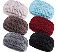 Yezhenzhen 6 diademas de invierno para mujer, de punto trenzado, orejeras gruesas, calentadores de orejas para mujeres y niñas (multicolor)