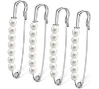 Yezhenzhen Broche de perlas para mujer, 3 pulgadas, pines de seguridad decorativos para ropa, hiyab, pequeño pin de moda, suéter, camisa, faldas, vestidos, pantalones, mangas, sombreros, collares