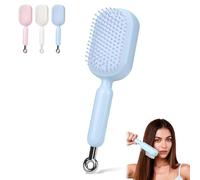 Yezhenzhen Cepillo de masaje con cojín retráctil, peine de masaje antiestático fácil de limpiar, cojín de aire, desenreda suave y limpio para todo tipo de cabello (azul)