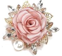 Yezhenzhen Elegante broche de flores de rosa para mujeres y hombres, para bodas, fiestas, artículos esenciales para caballeros, hechos a mano, tela de perlas de cristal, pin de solapa, accesorios de