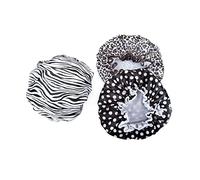 Yezhenzhen Gorro de ducha, 3 paquetes de gorros de baño impermeables reutilizables para cabello de mujer, doble capa elástica, protección para el cabello