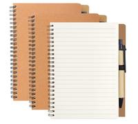 YEZIDE Paquete de 3 cuadernos de papel liso A5, 100 páginas/50 hojas de 80 g/m², cuaderno en blanco con bolígrafo, cuaderno de escritura y dibujo para estudiantes, viajeros, negocios, oficina, escuela