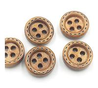 YEZINB 50 Piezas Mini 1 cm Mezcla de Colores botón de Costura de Madera álbum de Recortes café de Puntos Redondos Cuatro Agujeros 10 mm
