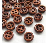 YEZINB 50pcs 8 mm Mini Botones de Madera marrón 4 Agujeros Artesanía Vestir Botón de decoración de Costura