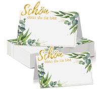 Yezirzax 60 tarjetas de mesa «Schön dass du da bist», 11 x 8,5 cm, tarjetas de mesa de cumpleaños con diseño elegante, para bodas, cumpleaños, confirmaciones, comuniones, bautizos, etc