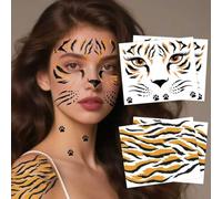 Yezirzax Tigerstreifen Face Art Sticker, Gesichtsstattoo Temporäre Tattoo, Tigerstreifen Schminke selbstklebend des Gesichtsstattoo für Karneval Fasching Geburtstag Halloween Kinder Party (Tiger)