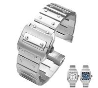 yeziu Correa de acero inoxidable para reloj Cartier Santos Serie 100 WSSA0009 para hombre(Silver,20mm)