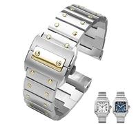 yeziu Correa de acero inoxidable para reloj Cartier Santos Serie 100 WSSA0009 para hombre(Silver gold,23mm)