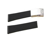 yeziu Correa de caucho para Breitling Avenger Super Ocean Heritage Blackbird Reconnaissance Aircraft(Black glossy silver,24mm)