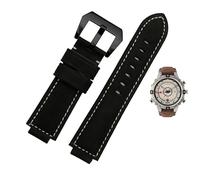 yeziu Correa de cuero con boca convexa para reloj Timex Compass T2N739 T2N720 T2N721(Blackb)