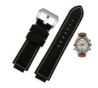 yeziu Correa de cuero con boca convexa para reloj Timex Compass T2N739 T2N720 T2N721(Blacks)