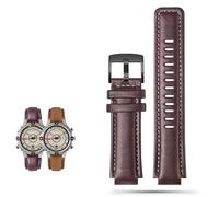 yeziu Correa de cuero con boca convexa para reloj Timex Compass T2N739 T2N720 T2N721(Brown black buckle)