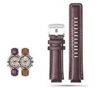 yeziu Correa de cuero con boca convexa para reloj Timex Compass T2N739 T2N720 T2N721(Brown silver buckle)