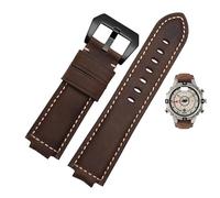 yeziu Correa de cuero con boca convexa para reloj Timex Compass T2N739 T2N720 T2N721(Dark brown black)