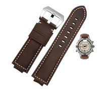 yeziu Correa de cuero con boca convexa para reloj Timex Compass T2N739 T2N720 T2N721(Dark brown silver)