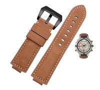 yeziu Correa de cuero con boca convexa para reloj Timex Compass T2N739 T2N720 T2N721(Light brown black)