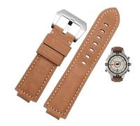 yeziu Correa de cuero con boca convexa para reloj Timex Compass T2N739 T2N720 T2N721(Light brown silver)