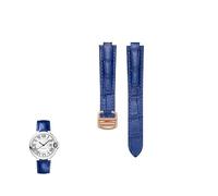 yeziu Correa de cuero genuino convexa para correas de reloj Cartier Ballon Bleu con hebillas plegables(Bluer,12-20mm)